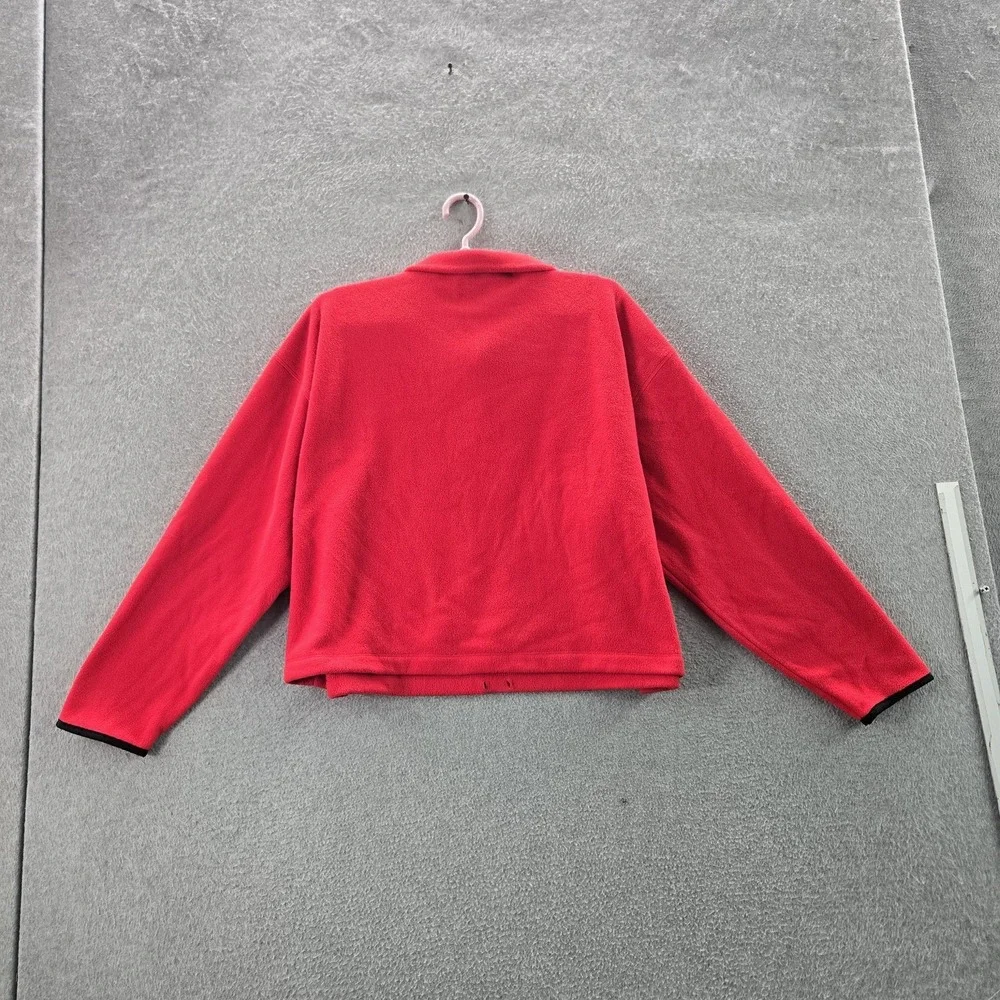 PINK Victoria's Secret Women Sweatshirt L Red Fleece Activewear Zipper‎ Long